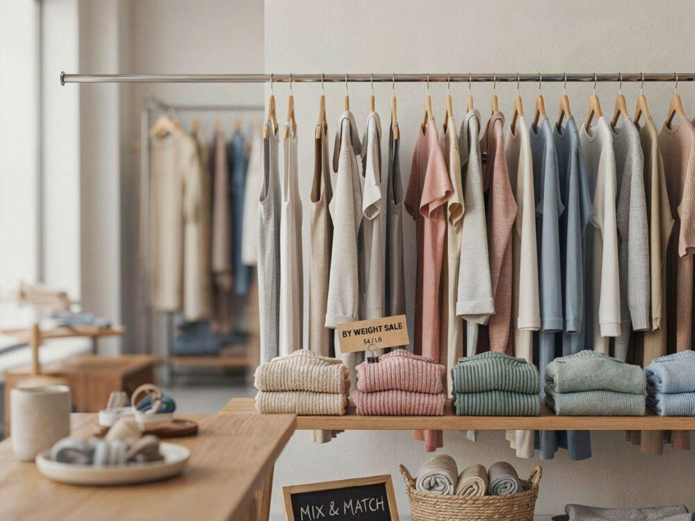 klient wybierający ubrania na wagę