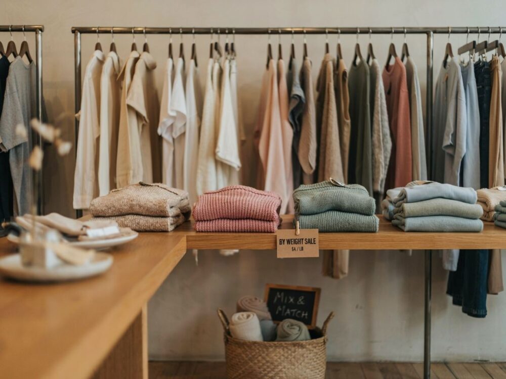 wieszaki z ubraniami mierzone na wagę
